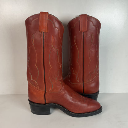 Vintage Tony Lama Rainbow Stitched Cowboy Boots 9 EE Gold Label Vibram Trucker