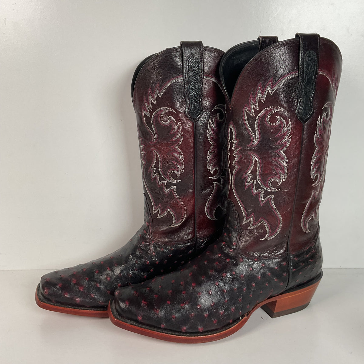 Nocona Ostrich Quill Cowboy Boots | USA Made | Black Cherry  display picture 3