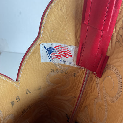 Honcho Custom Ruby Red Cowgirl Boots 8 A USA Made Scallop Top