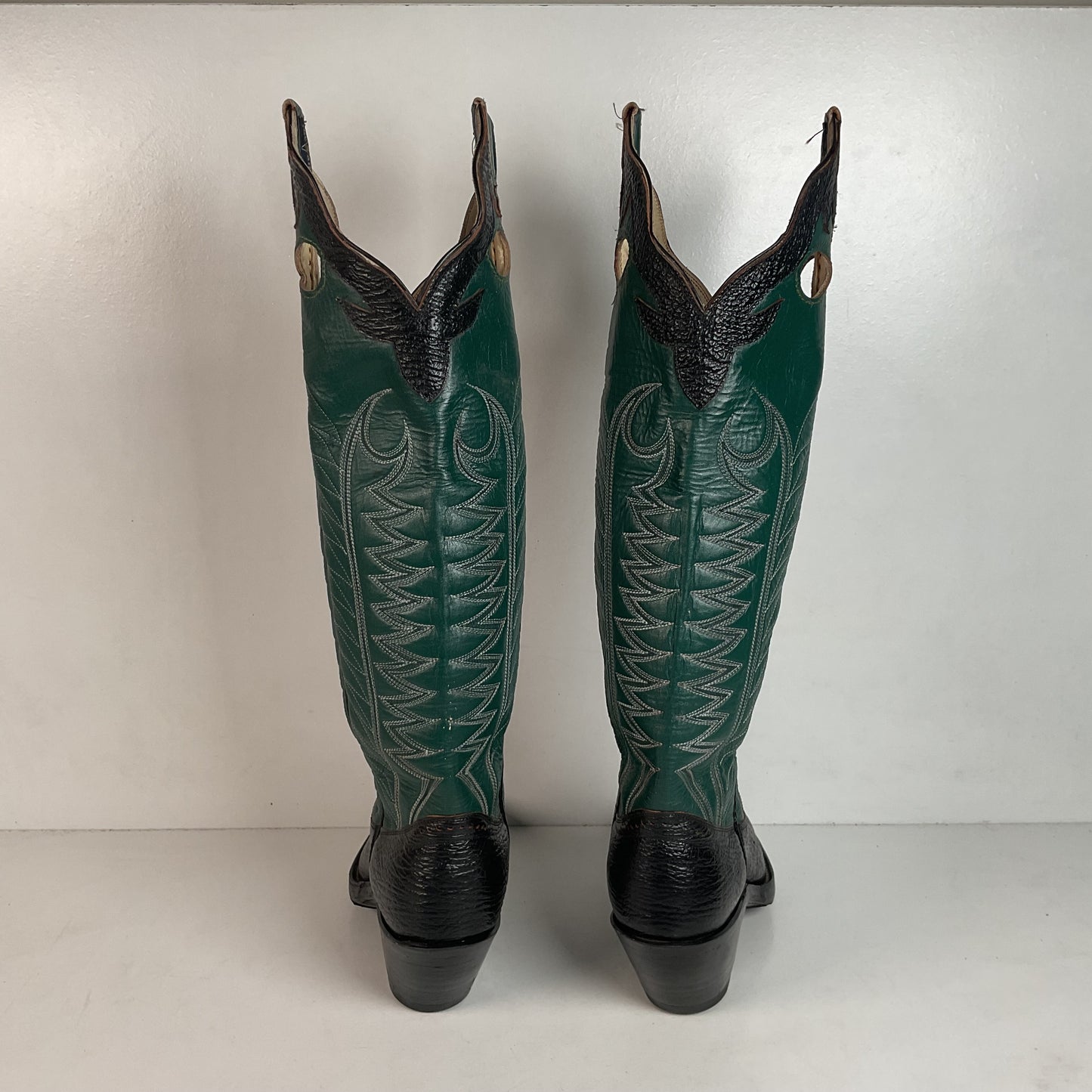 Vintage Sanders Shark Skin Buckaroo Boots Men’s 6.5 | Women’s 8 Exotic Overlay