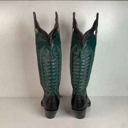 Vintage Sanders Shark Skin Buckaroo Boots Men’s 6.5 | Women’s 8 Exotic Overlay