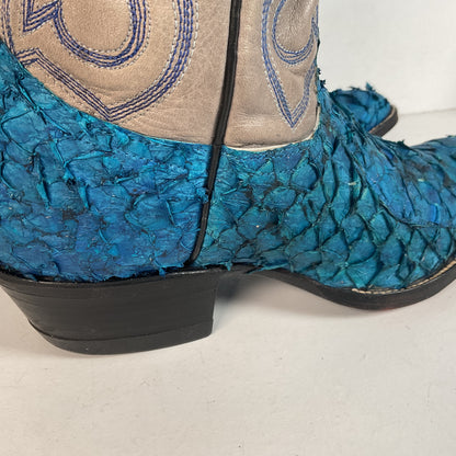 Custom Blue Sea Bass Cowboy Boots Men’s 7.5 | Women’s 8.5 Exotic