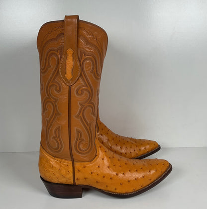 Full Quill Ostrich Cowboy Boots | Exotic | Custom | Butterscotch | Men’s 10 E
