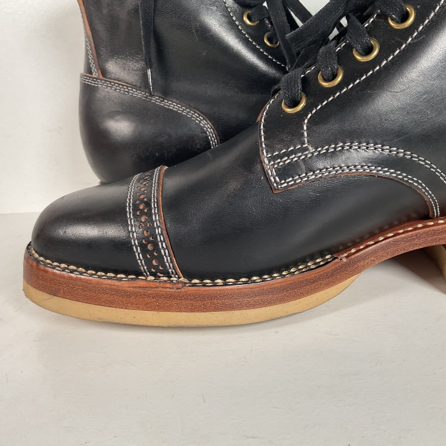 Flame Panda Cap Toe Boots | Lace Up | Custom | Men’s 9.5