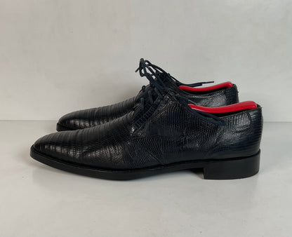 Mezlan Dark Blue Teju Lizard Derby Shoes 9 M Loafer Recraft