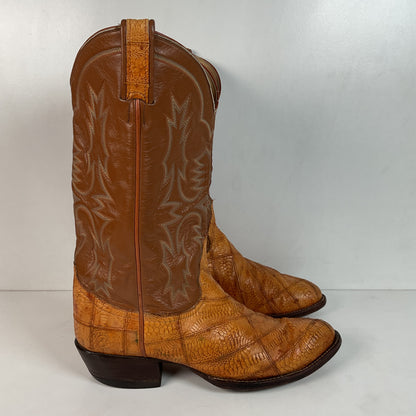 Tony Lama Ostrich Leg Patchwork Cowboy Boots 10 D Gold Label Thrashed