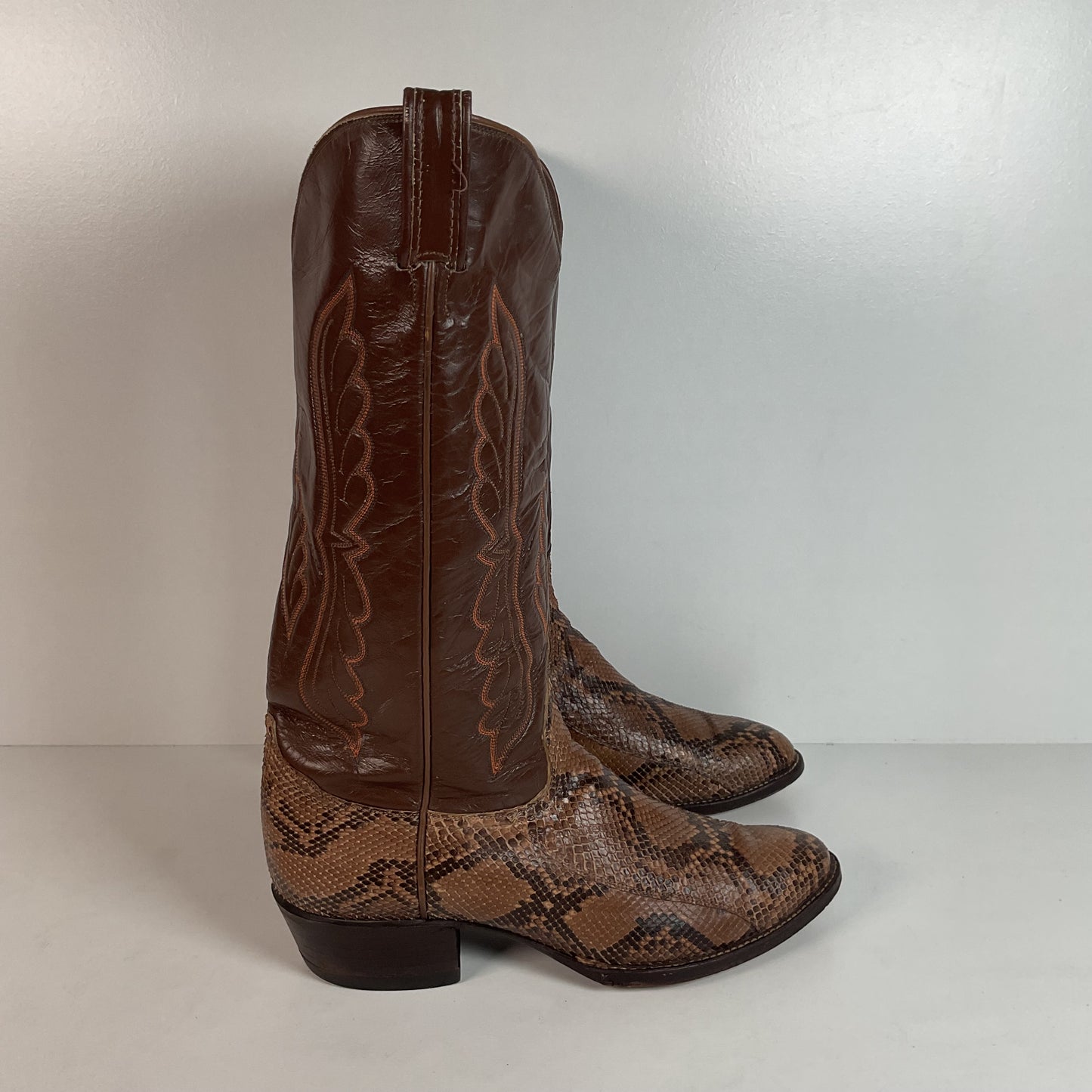 Vintage Tony Lama Python Snakeskin Cowboy Boots | USA Made | Gold Label | 10.5 D