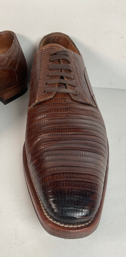 Mezlan Brown Teju Lizard Derby Shoes Brown 9 M Recrafted