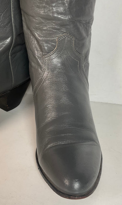 Vintage Justin Tall Grey Cowgirl Boots 7 B USA Made