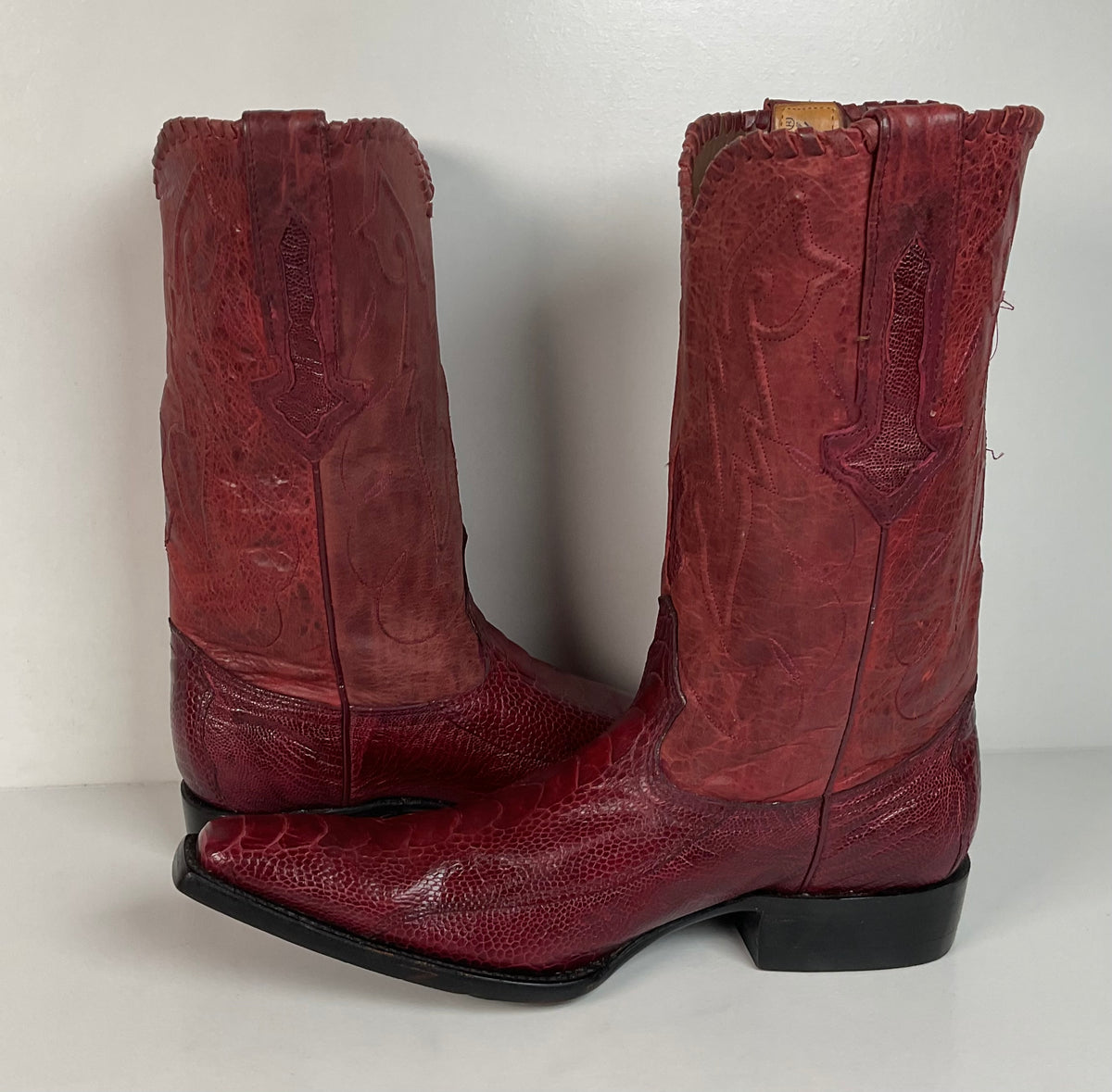 Montana Ostrich Leg Cowboy Boots | Exotic | Tooled Inlay | Men’s 6 | Women’s 7.5