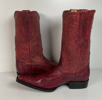 Montana Ostrich Leg Cowboy Boots | Exotic | Tooled Inlay | Men’s 6 | Women’s 7.5