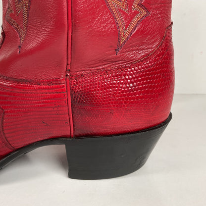 Vintage Justin Teju Lizard Cowboy Boots | USA Made | Ruby Red | Men’s 10.5 D