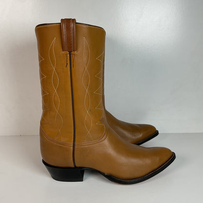 Vintage 1960s Tony Lama Gold Label Cowboy Boots 12 E Carmel Brown