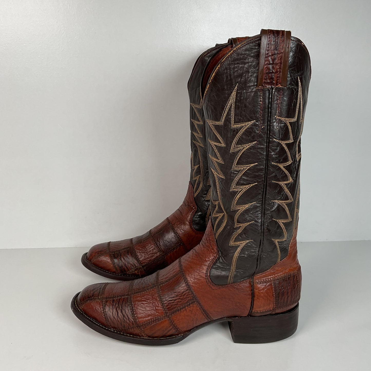 Vintage Sanders Shark Patchwork Cowboy Boots | Exotic | Extra Narrow | 11.5 AA