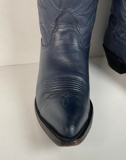 Vintage Nocona Deertan Cowboy Boots | USA Made | Blue | Men’s 7.5 | Women’s 8.5