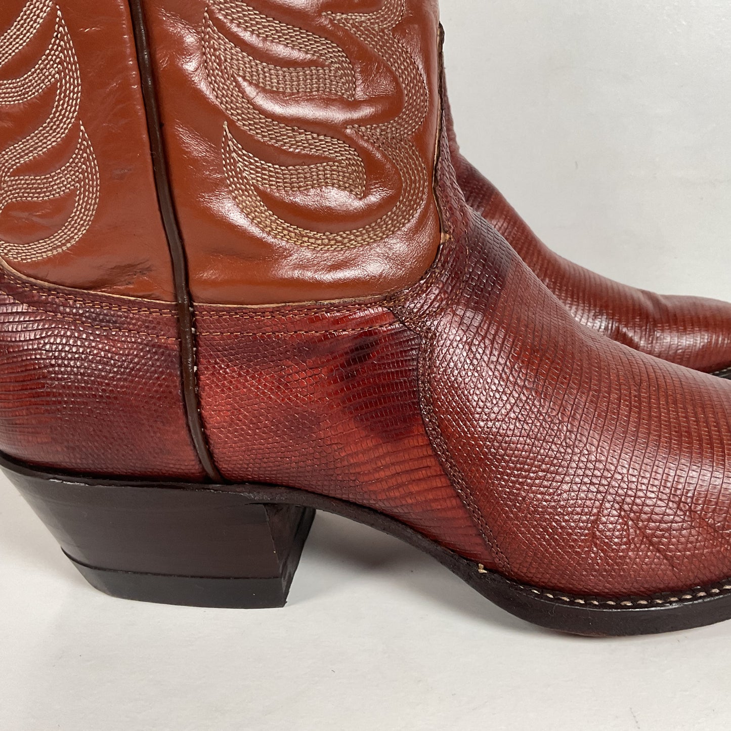 Vintage Tony Lama Teju Lizard Cowboy Boots | Gold Label | Narrow | Men’s 9.5 B
