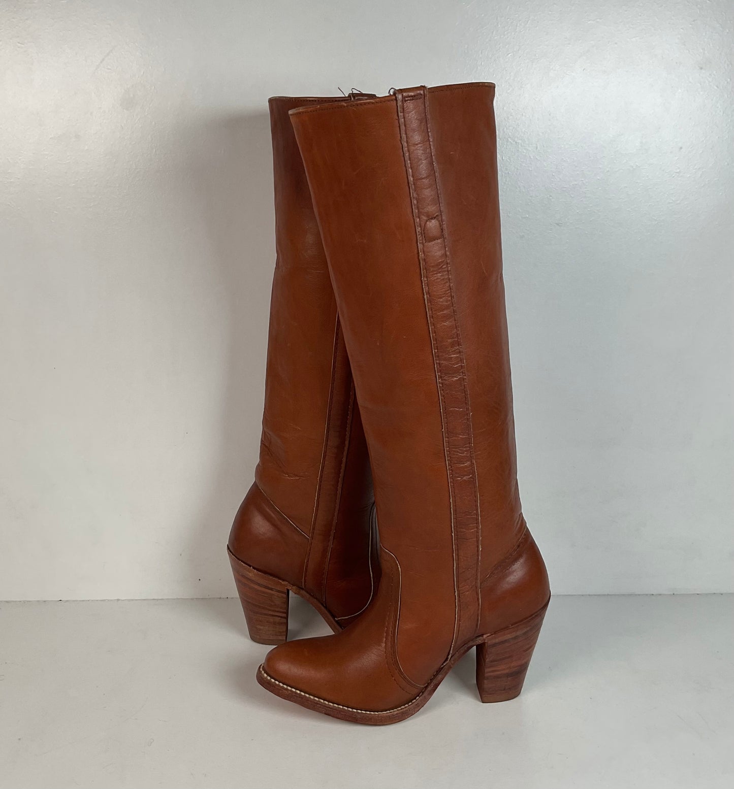 1970s Frye Mustang Riding Boots 6 B Black Label USA Made