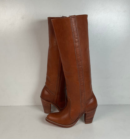 1970s Frye Mustang Riding Boots 6 B Black Label USA Made