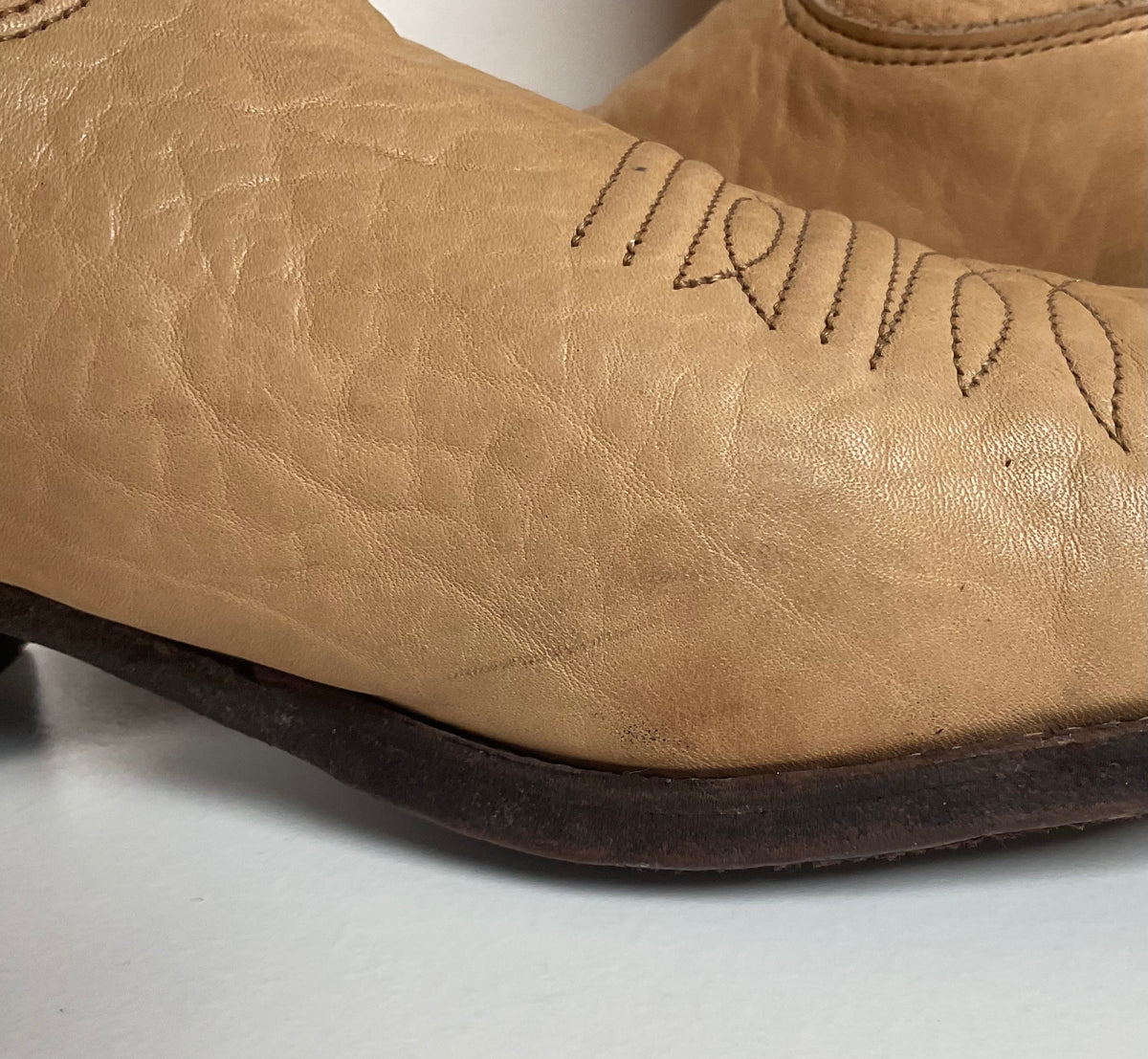 Vintage Nocona Cowboy Boots | Beige Bullhide | USA Made | Men’s 9 D