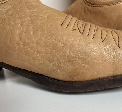 Vintage Nocona Cowboy Boots | Beige Bullhide | USA Made | Men’s 9 D