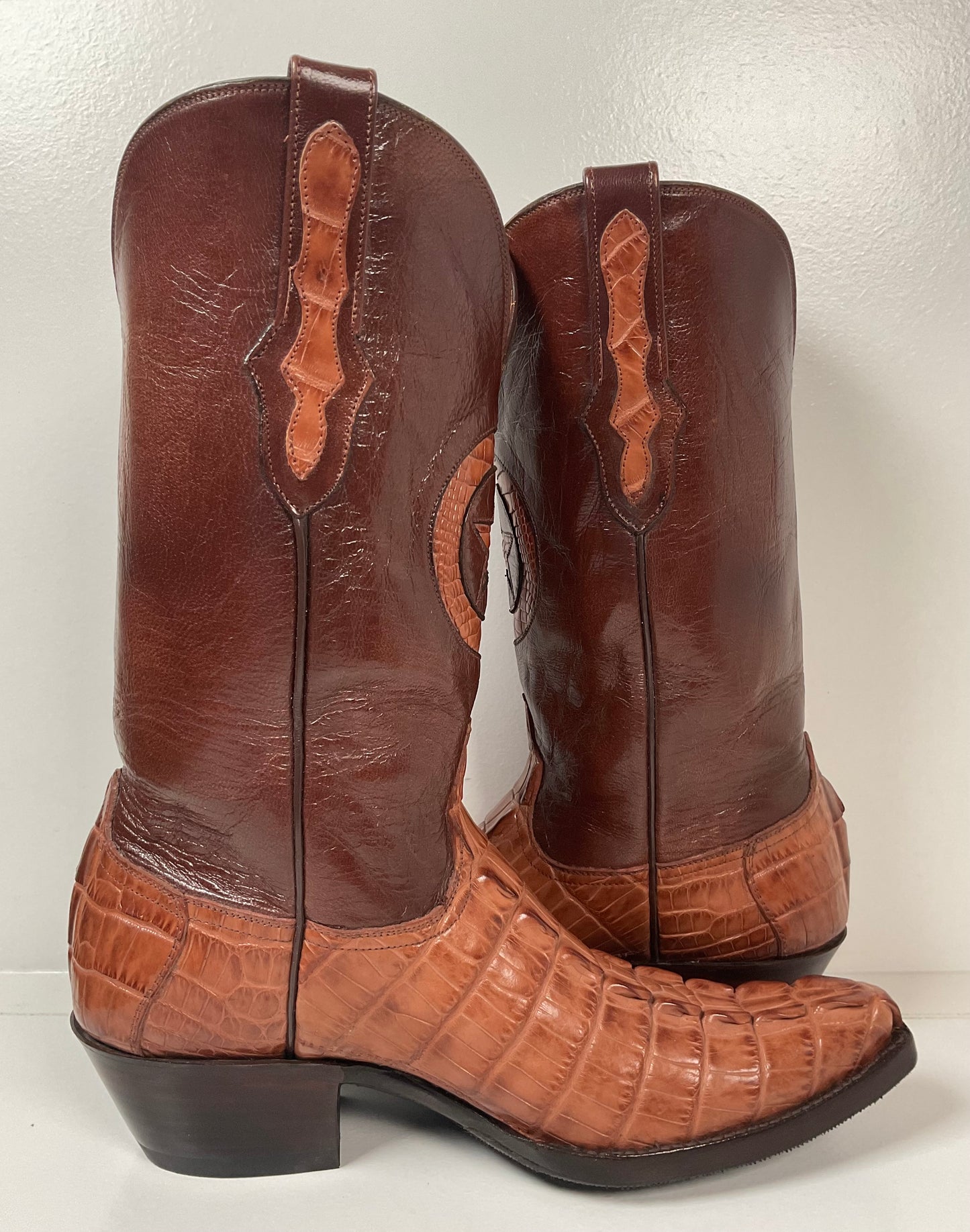 Black Jack Hornback Caiman Crocodile Cowboy Boots 9 D Lone Star Inlay