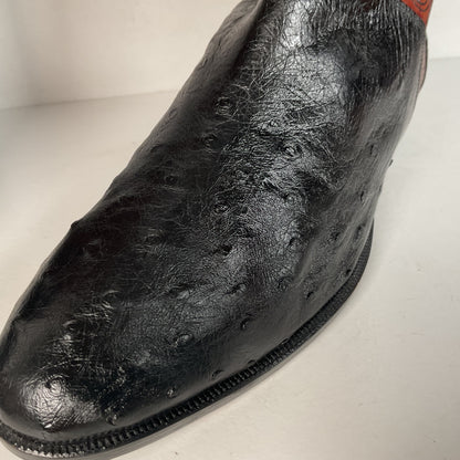 Vintage Lorenzo Banfi Ostrich Quill Bucket Boots | Tooled | Exotic | Men’s 9 M