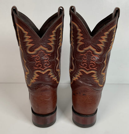Justin Exotic Pin Quill Ostrich Cowboy Boots 9 D Cutter Toe USA Made