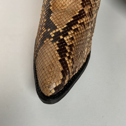 Vintage Abilene Snakeskin Cowgirl Boots | Tooled Python Overlay | Women’s 7.5 M