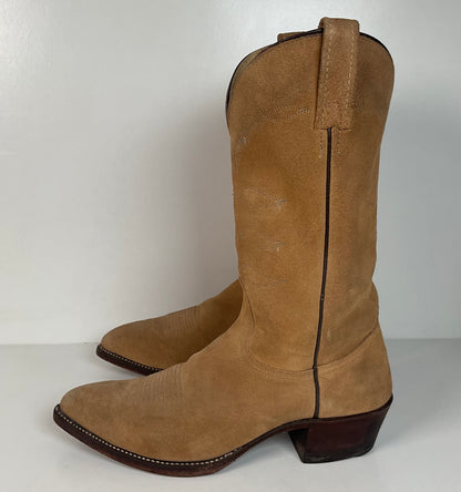Vintage J. Chisholm Cowboy Boots | Full Suede Rough Out | USA Made | Men’s 9 D