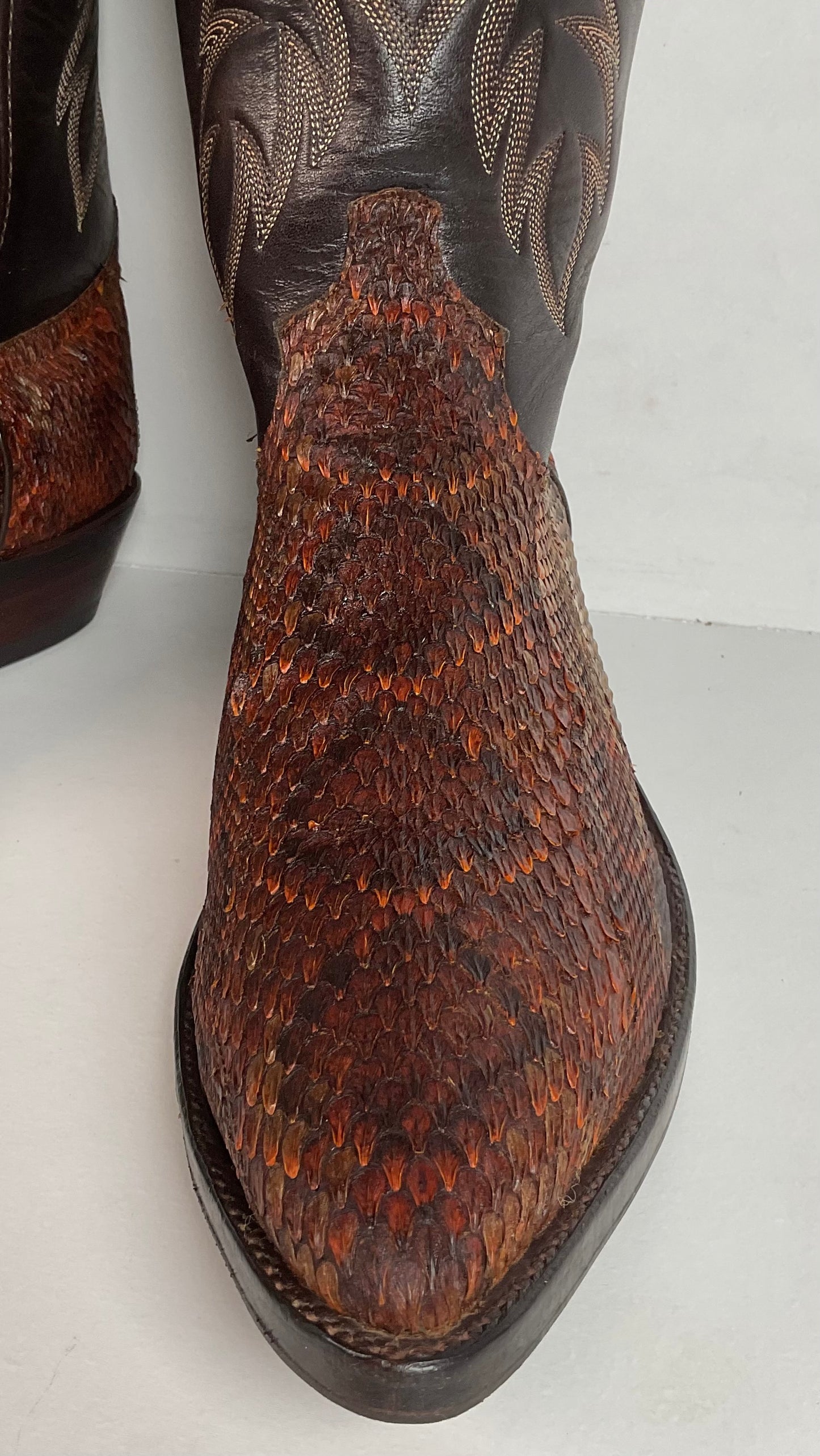 Dan Post For Code West Diamondback Rattlesnake Cowboy Boots 12 M USA Made