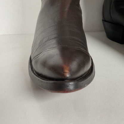 Custom Cowboy Boots | Wingtip Triad | Dark Brown Calfskin | Narrow | Men’s 9.5