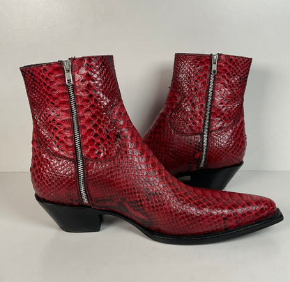 Lucent Los Angeles | Python Snakeskin Ankle Boots | Red | Men’s 15