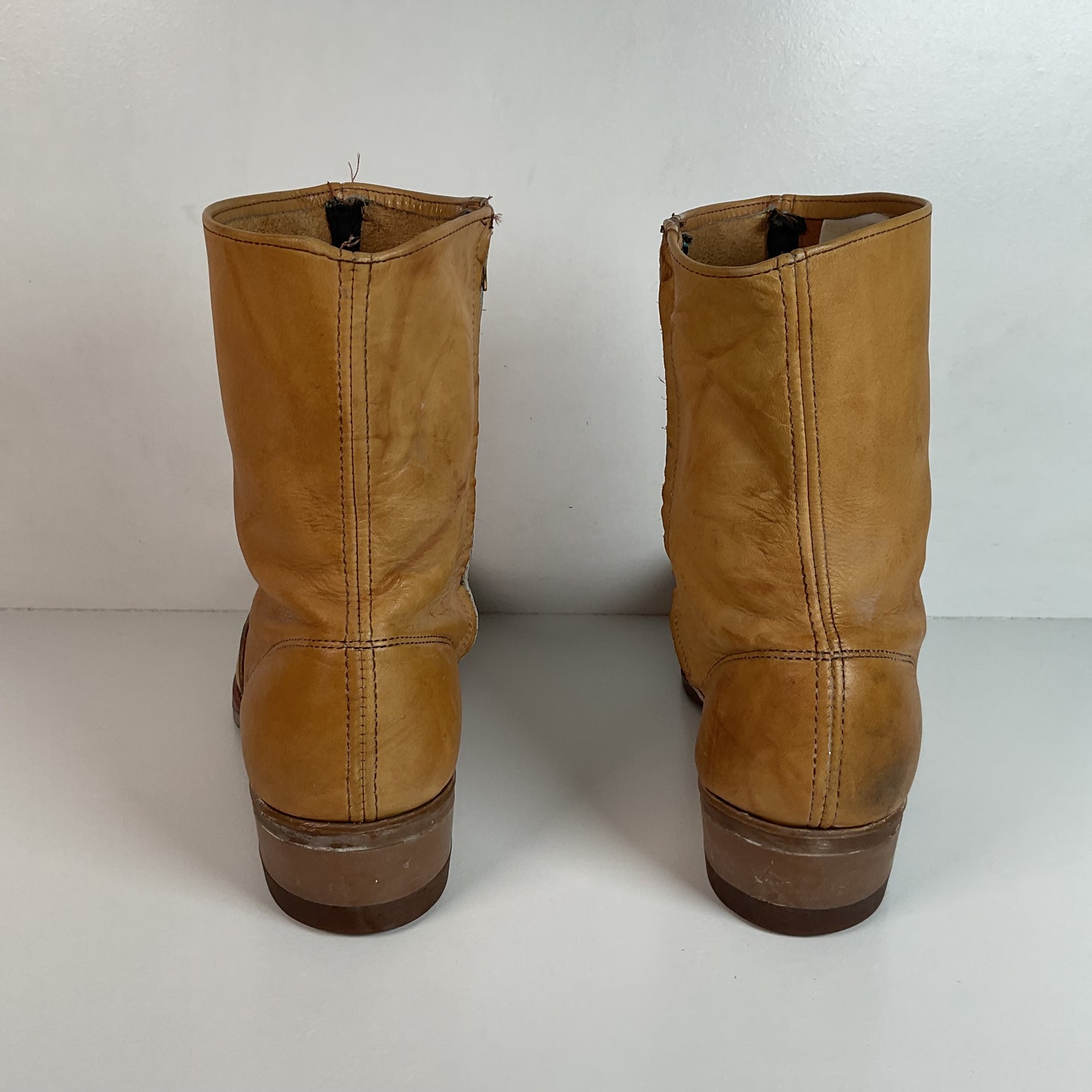 Vintage 1970s Iron Age Safety Toe Ankle Boots 9.5 EEE USA Made Campus Chunky