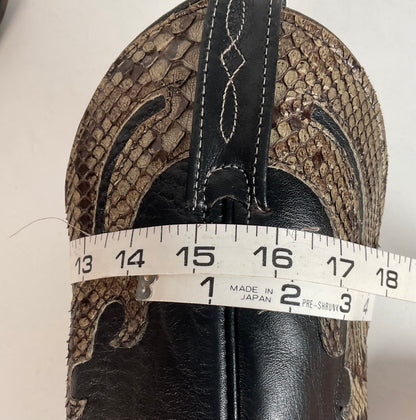 Vintage Laredo Snakeskin Overlay Cowgirl Boot 8 B USA Made Python