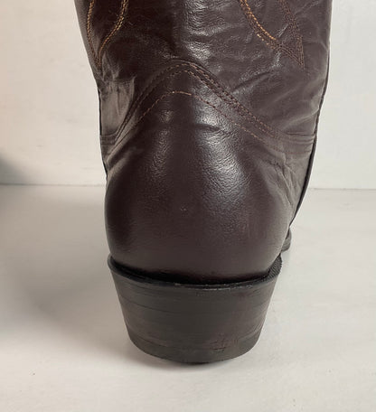 Vintage Nocona Brown Boar Skin Cowboy Boots 13 D Wild Pig
