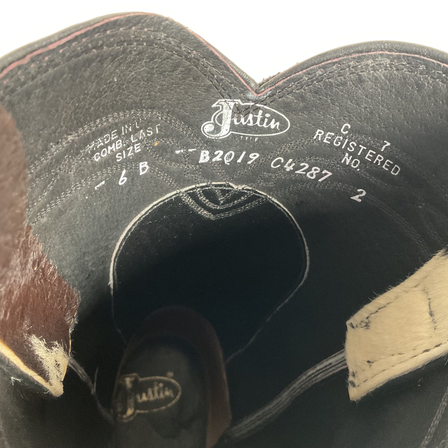 Justin Calf Hair On Cow Hide Pony Cowgirl Roper Boots 6 B Western USA Made