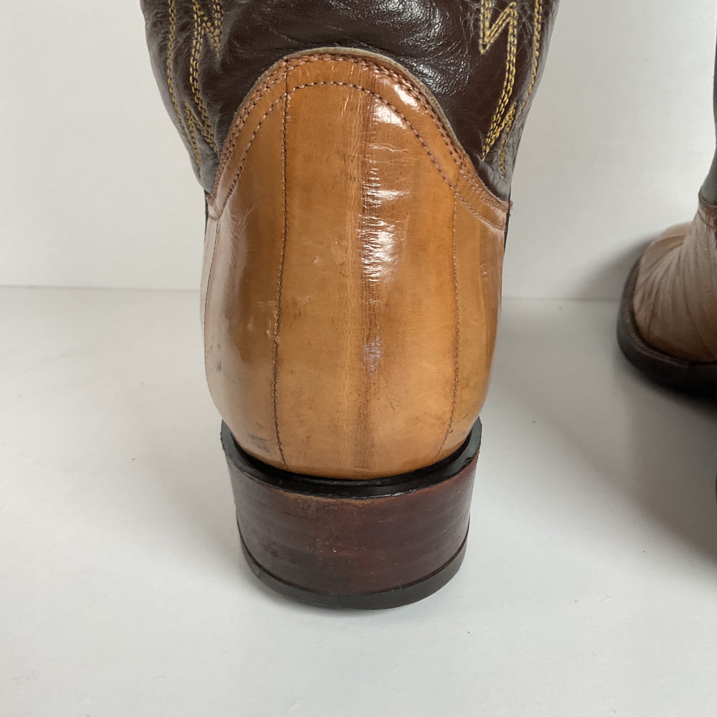 Vintage Eel Skin Cowboy Boots | Exotic | Butterscotch | Narrow | Men’s 11.5 B