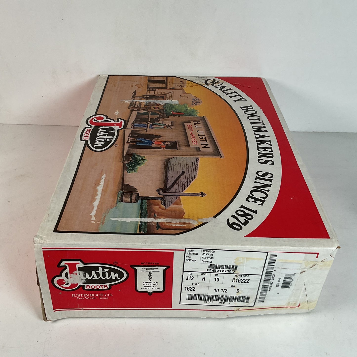 Vintage Justin Redwood Cowboy Boots | Original Box | USA Made | 10.5 D