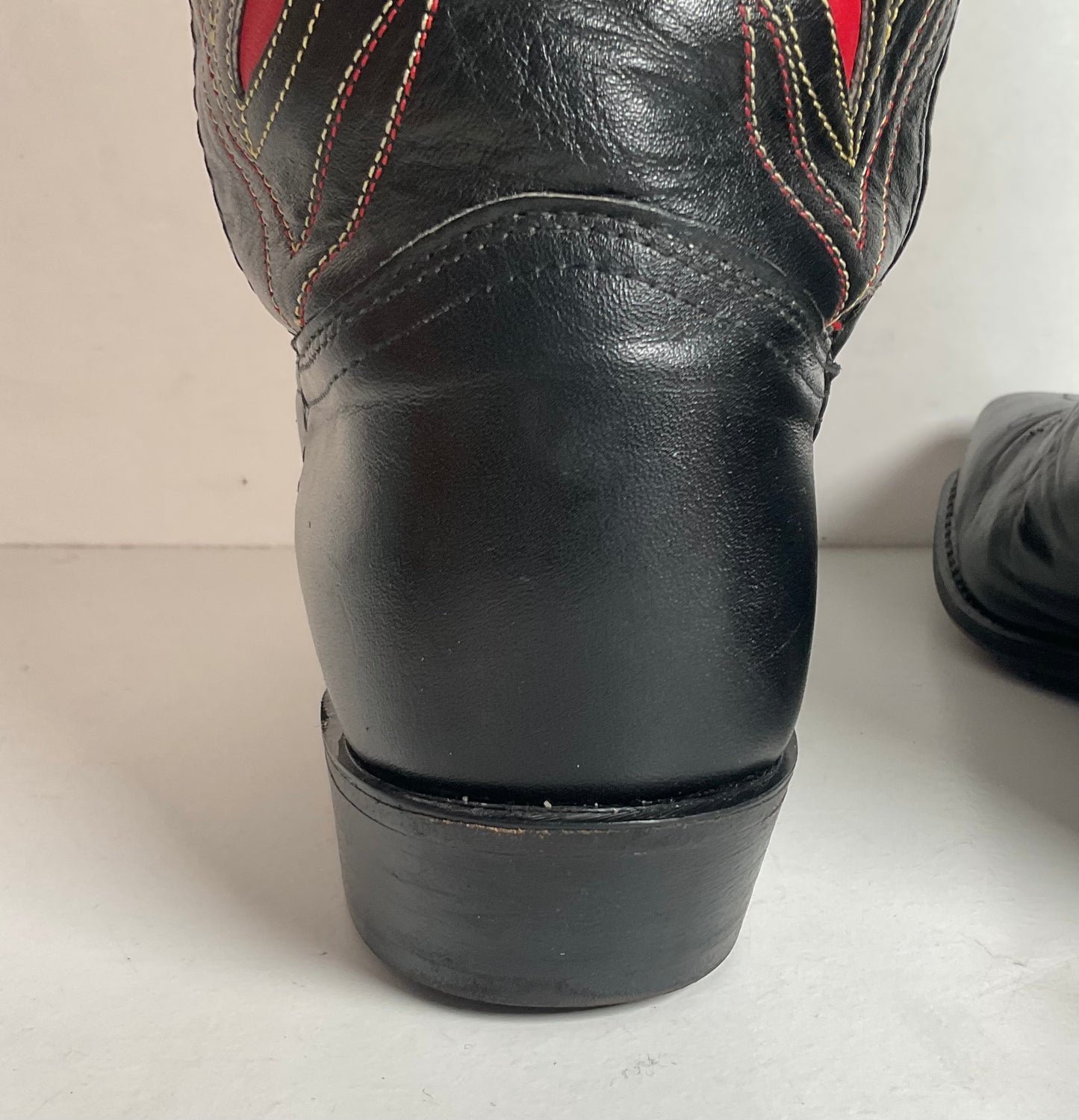 Acme Pee Wee Cowgirl Boots 10 M Tooled Tulip Inlay