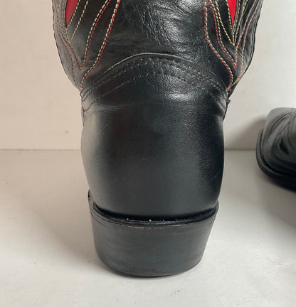 Acme Pee Wee Cowgirl Boots 10 M Tooled Tulip Inlay