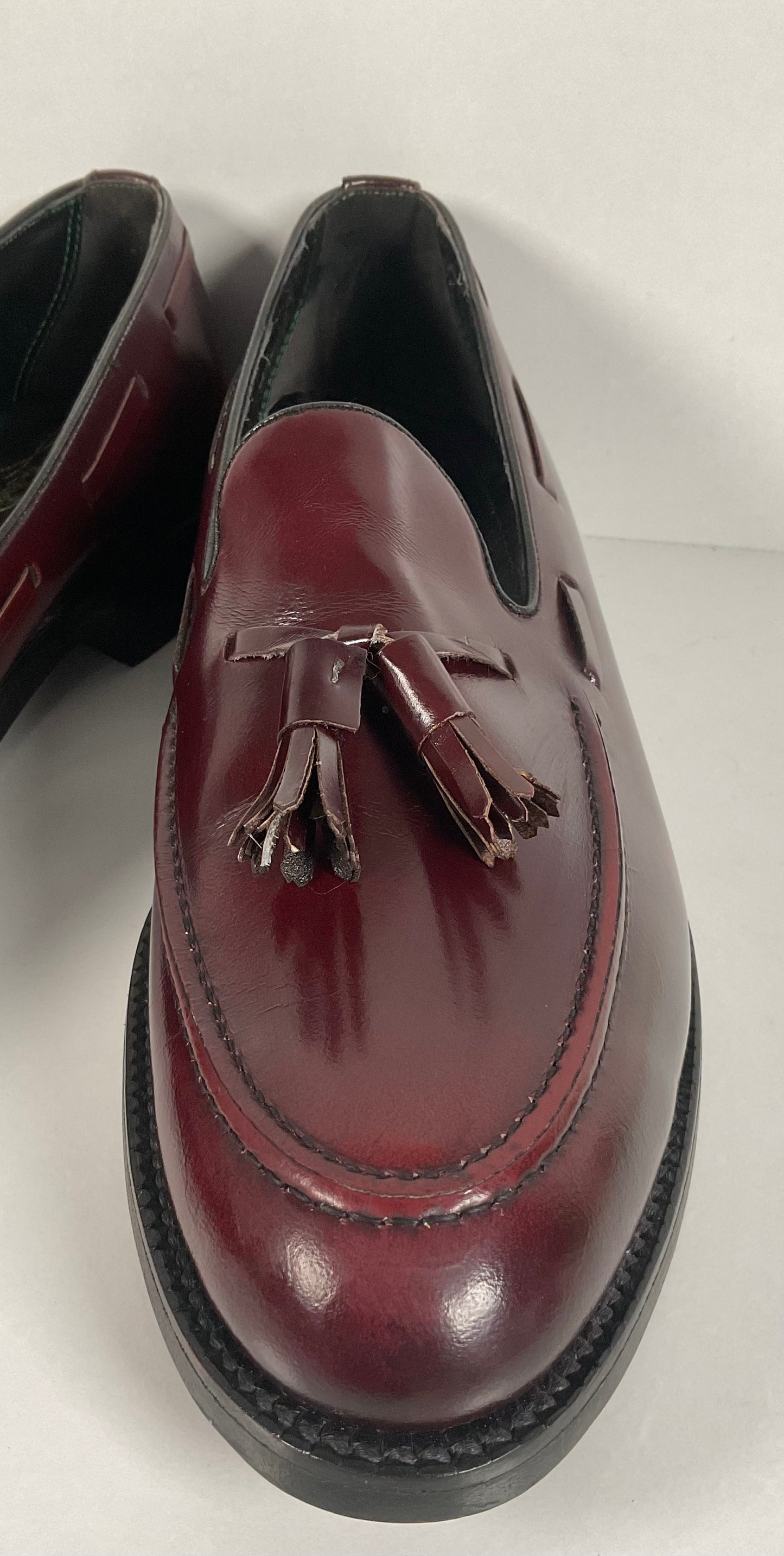 Vintage Florsheim Imperial Tassel Loafers 10.5 AA Tuscany Bordeaux Slip-On