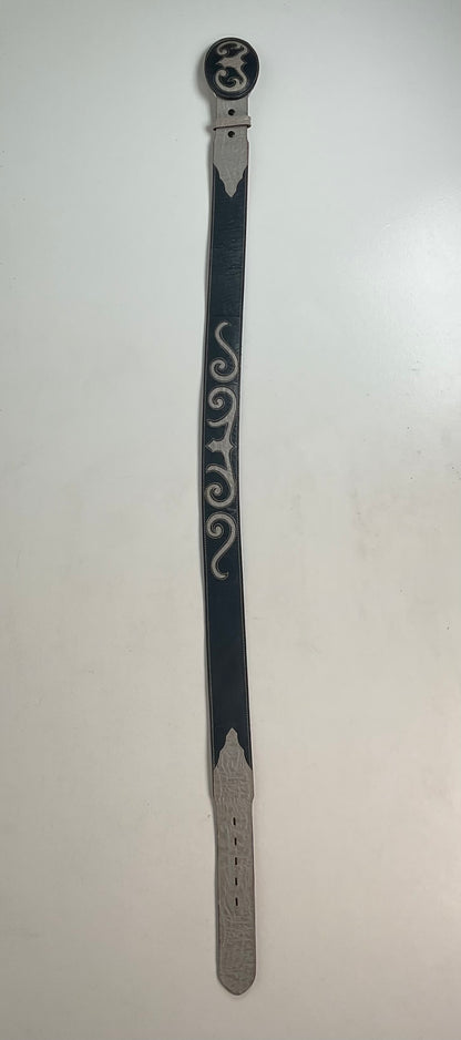 Tony Lama Antelope Skin Belt 36 Navy Blue Exotic USA Made