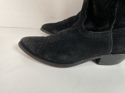 Vintage Nocona Black Suede Cowboy Boots 9 D USA Made Red Label