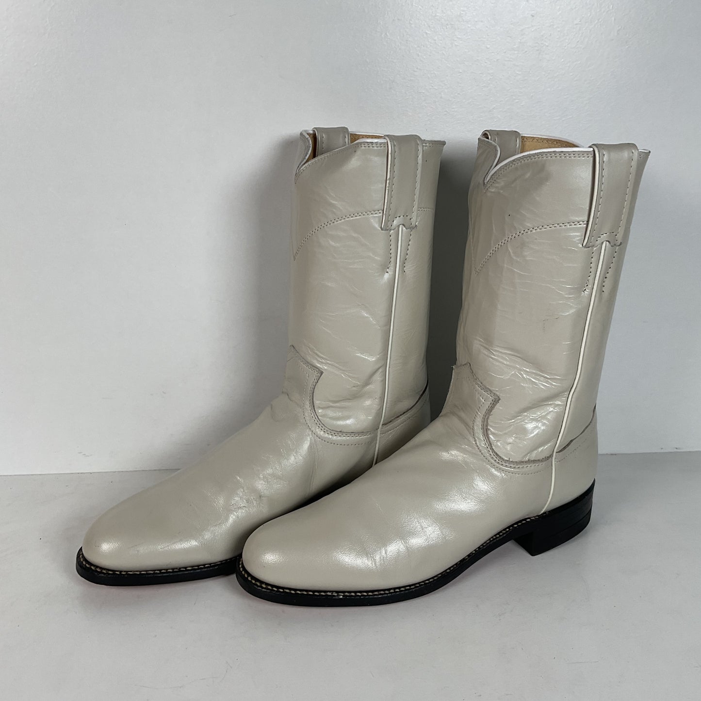 Justin Pearl White Roper Boots | Cowgirl | USA Made | Women’s 7.5 B