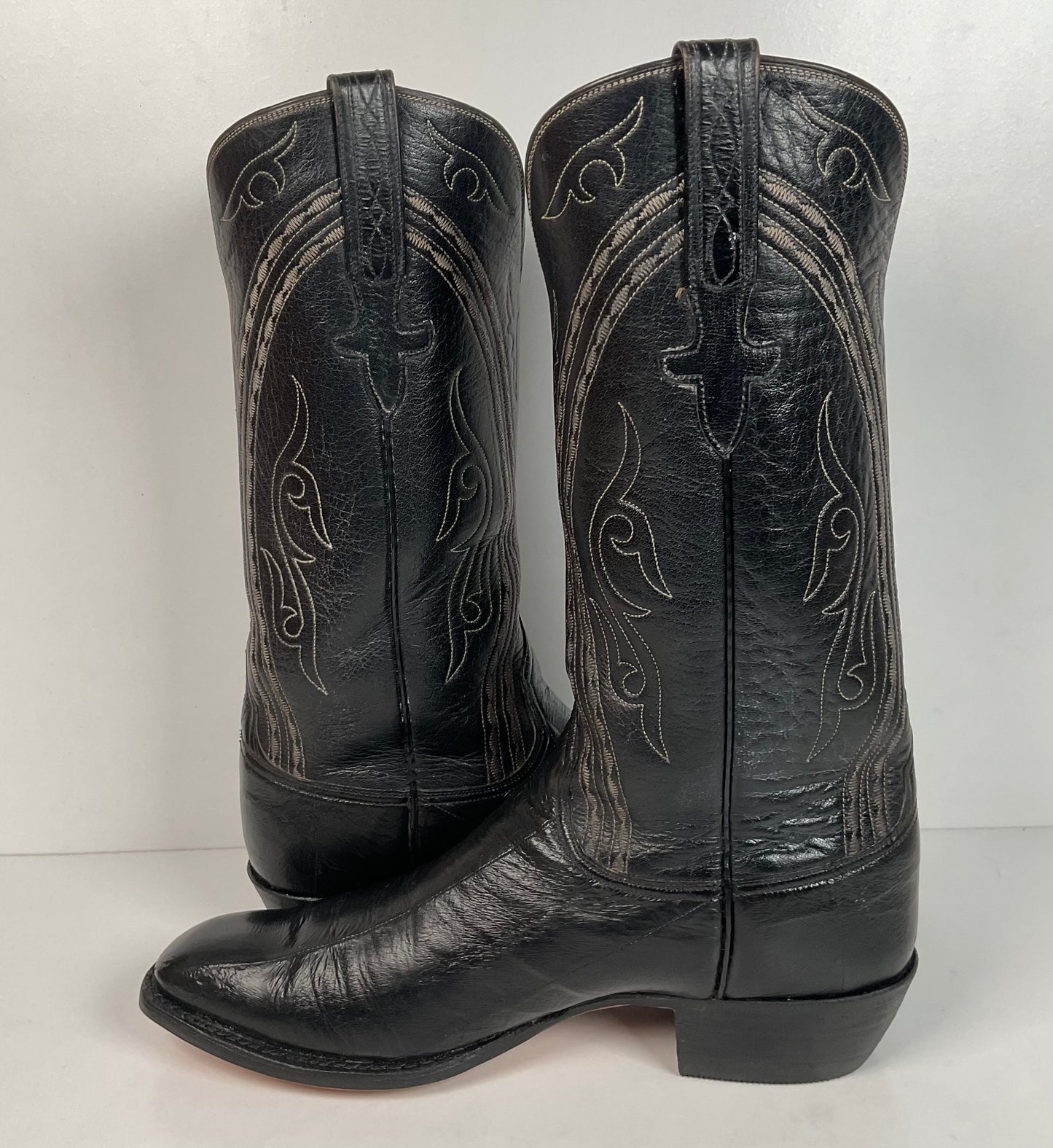 Lucchese San Antonio Exotic Eel Cowboy Boots 9 B Vintage French Toe