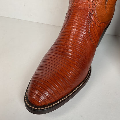 Vintage Dan Post Golden Spur Cowgirl Boots 7.5 C USA Made Lizard Teju