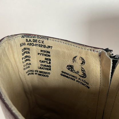 Western Snakeskin Stiletto Boots | Burgundy Python | Men’s 7.5 | Women’s 9