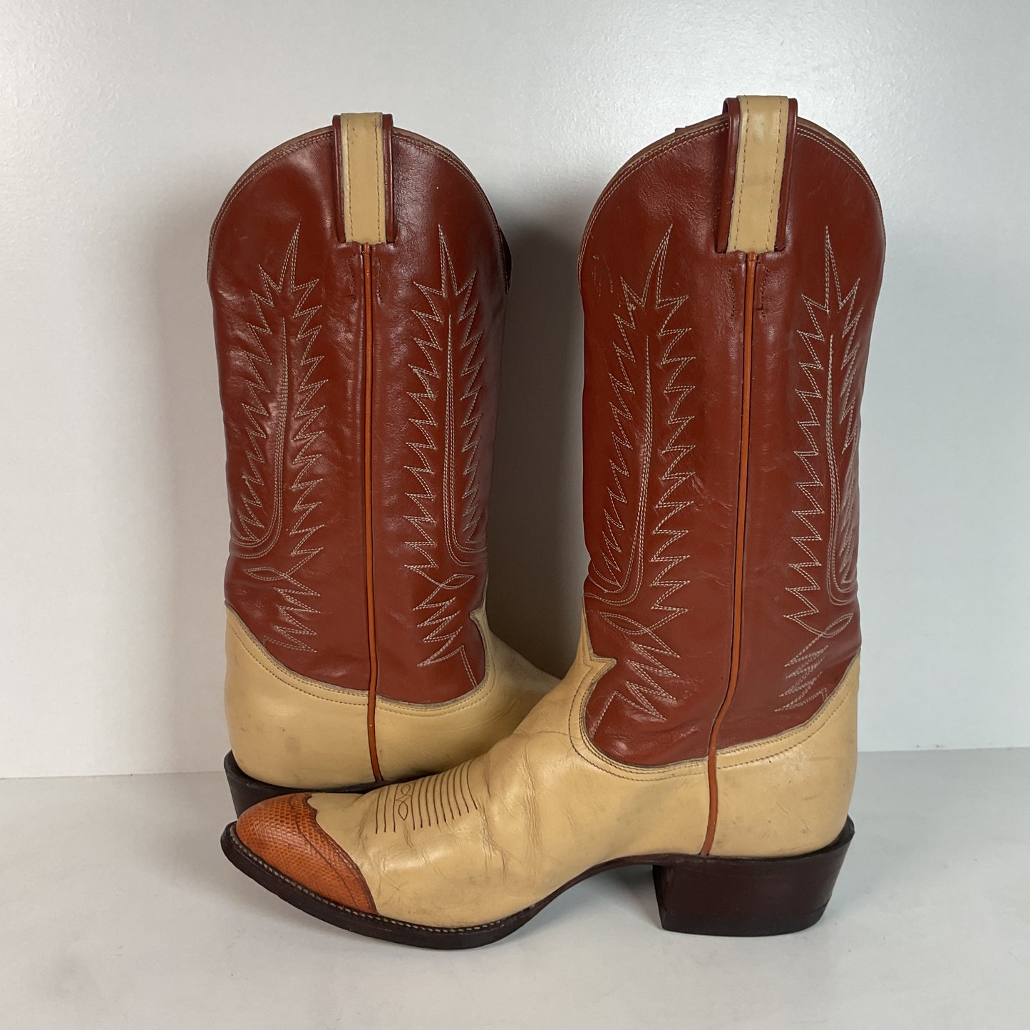 Vintage Tony Lama Urban Cowboy Boots | Teju Lizard Wingtip | Gold Label | 10 D