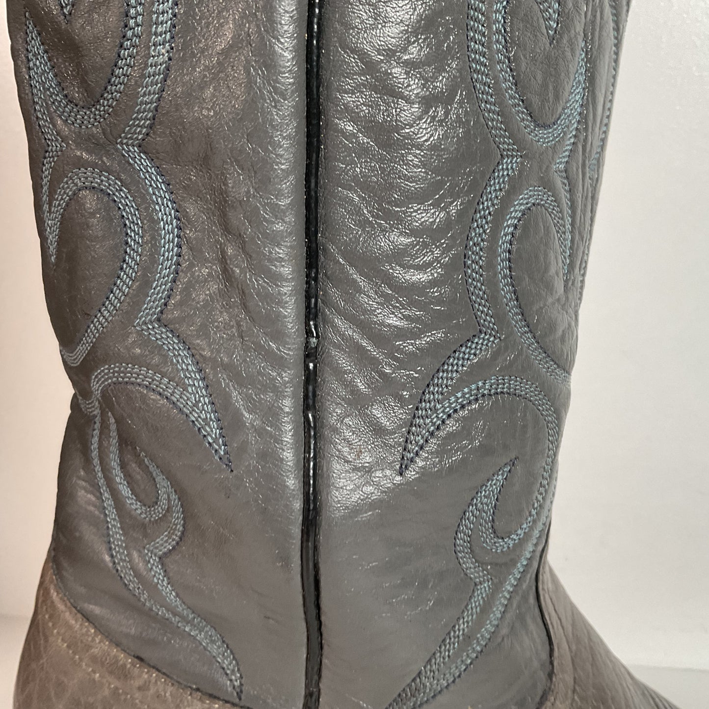 Vintage J. Chisholm Bullhide Cowboy Boots | Grey | USA Made | 10.5 D