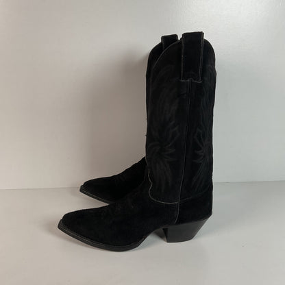 Vintage Justin Suede Cowgirl Boots | USA Made | Rough Out | Black | 5.5 B